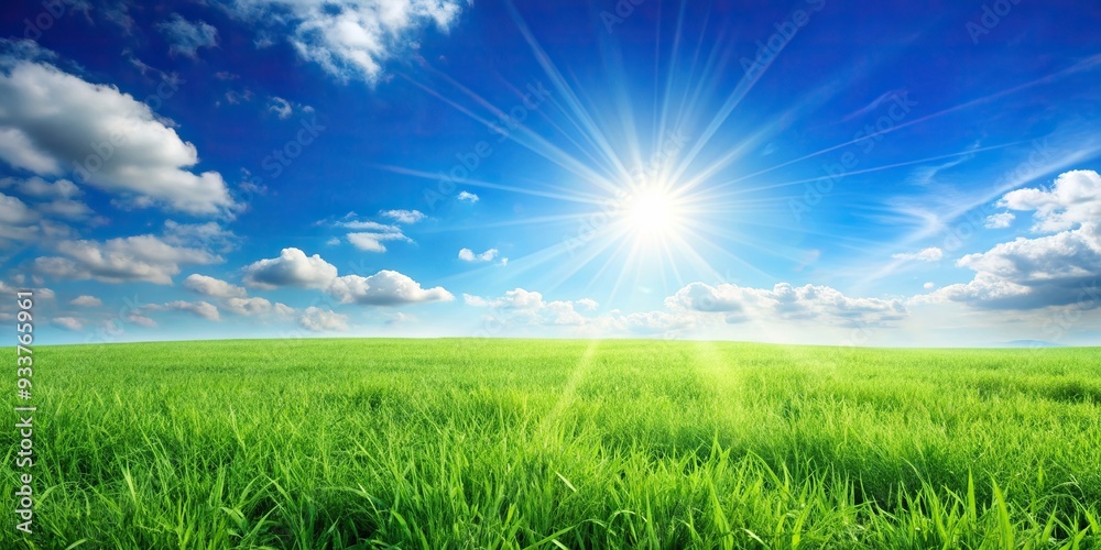Summer background with a clear blue sky, lush green meadow, and bright sunlight streaming in, sunlight, blue sky, summer season, outdoors, relaxation, sunny,summer, vacation, meadow, nature Summer background with a clear blue sky, lush green meadow, and bright sunlight streaming in, sunlight, blue sky, summer season, outdoors, relaxation, sunny,summer, vacation, meadow, nature