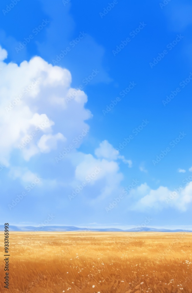 Expansive Open Field on the Prairie with a Blue Sky and White Clouds in the Background
Expansive Open Field on the Prairie with a Blue Sky and White Clouds in the Background