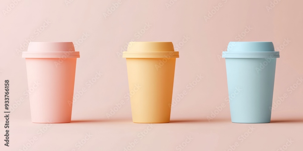 Colorful 3D Plastic Cup with Lid in Various Styles for Cold Beverages | Minimalistic Textured Drink Container Render Colorful 3D Plastic Cup with Lid in Various Styles for Cold Beverages | Minimalistic Textured Drink Container Render