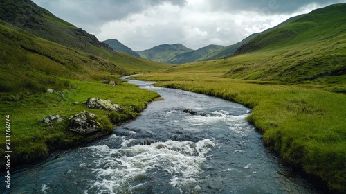 A river where long-term vision is the source, hidden in the mountains, with the current leading towards it photo