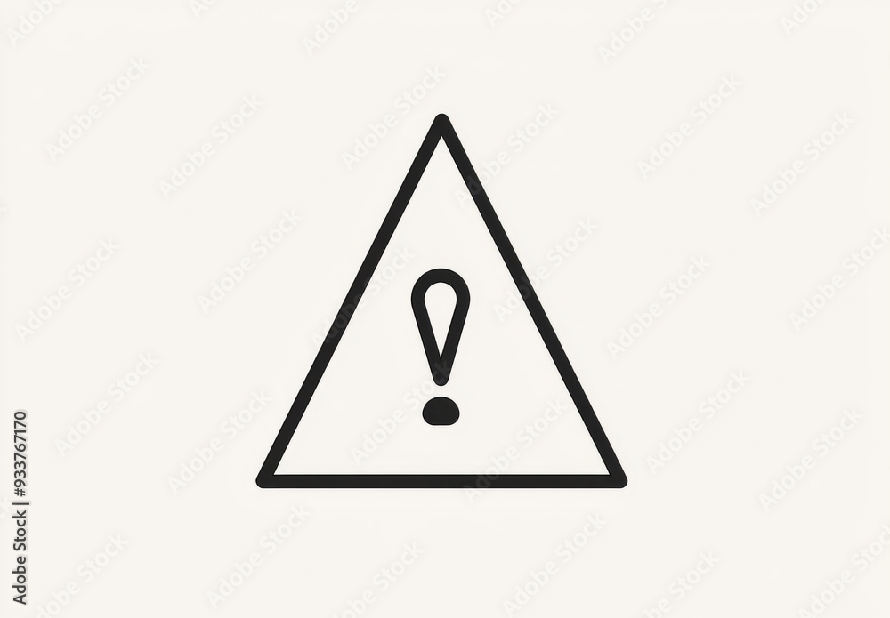 One-Line Drawing of an Exclamation Mark Inside a Triangle, Simple Vector Graphic on White Background One-Line Drawing of an Exclamation Mark Inside a Triangle, Simple Vector Graphic on White Background