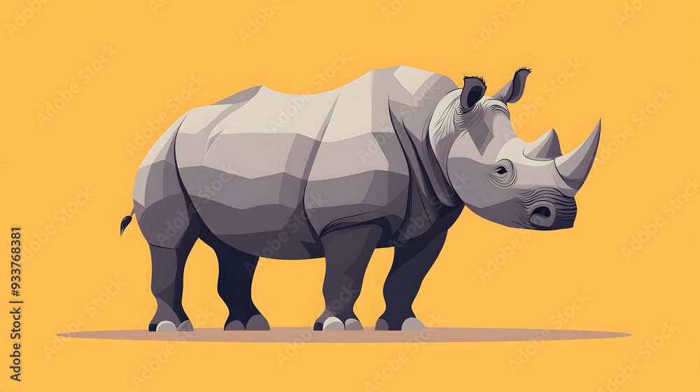 Obraz premium Flat illustration of a Rhino, african wild animal isolated on solid background