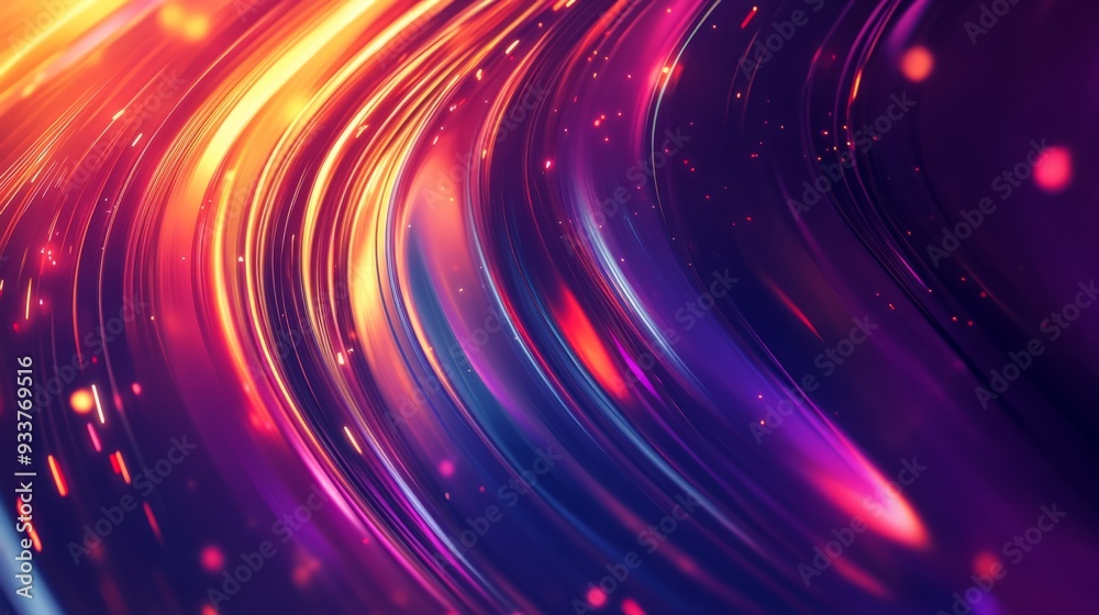 Obraz premium Abstract background with colorful glowing lines and light effects