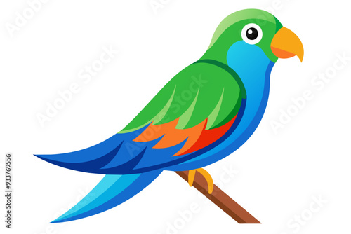 Blue crowned hanging parrot vector art illustration