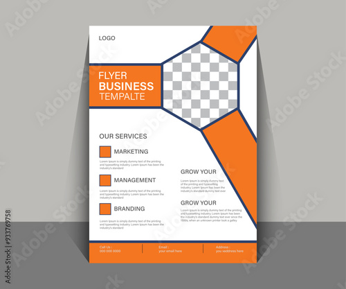 Business Flyer with orange Accents. Brochure template layout design magazine, flyer muckup. Creative modern bright concept geometric polygon round shape.