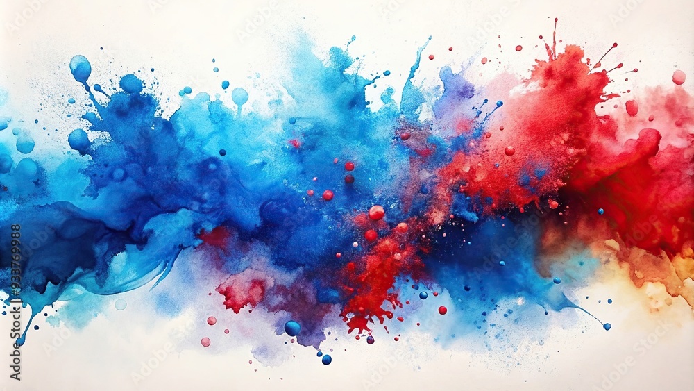 Abstract watercolour contrast between blue and red splash background in an asymmetrical composition, blue, dynamic, painting, watercolour, contrast, backdrop, artistic, colorful Abstract watercolour contrast between blue and red splash background in an asymmetrical composition, blue, dynamic, painting, watercolour, contrast, backdrop, artistic, colorful