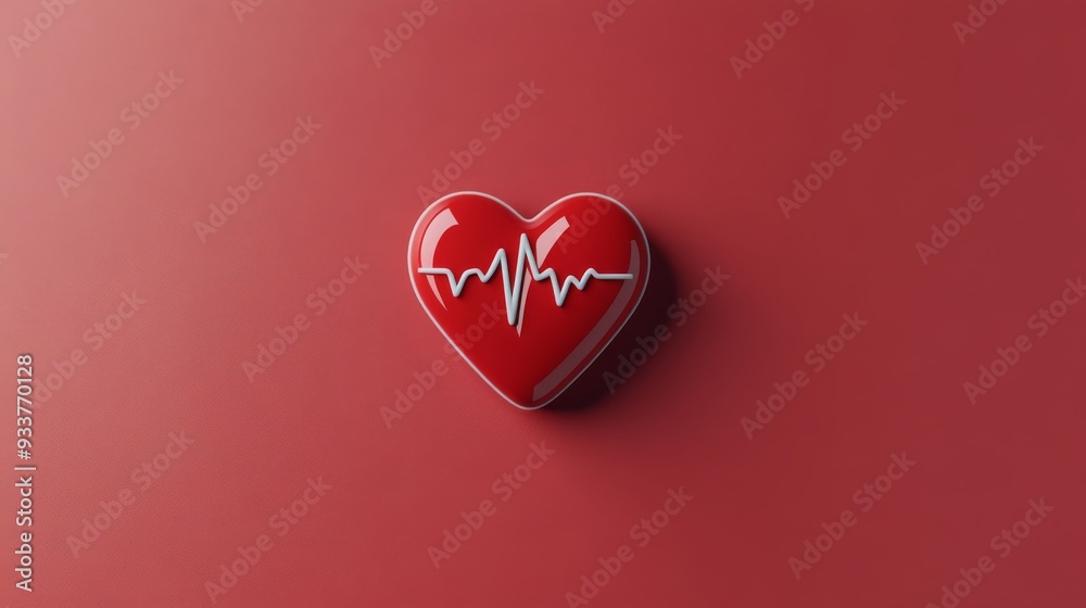 Modern 3D Heart Rate Monitor Icon for Health and Fitness Tracking Modern 3D Heart Rate Monitor Icon for Health and Fitness Tracking
