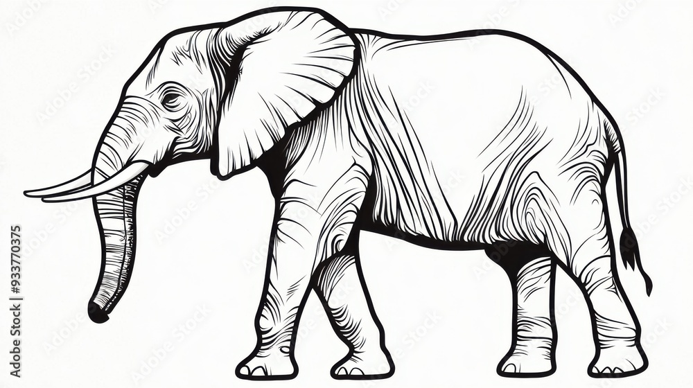 Adult Elephant in Profile with Strong Stance for Drawing