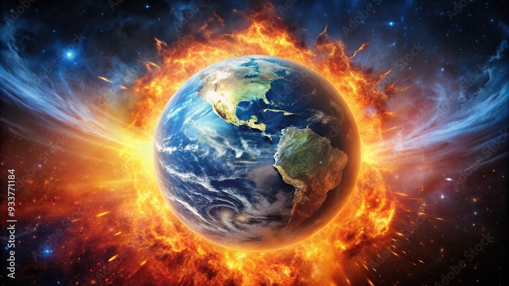 Planet Earth exploding in a fiery blast , destruction, destruction, explosion, danger, armageddon, atomic bomb, apocalypse, global catastrophe, annihilation, chaos, disaster Planet Earth exploding in a fiery blast , destruction, destruction, explosion, danger, armageddon, atomic bomb, apocalypse, global catastrophe, annihilation, chaos, disaster