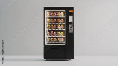 Blank black and white vending machine snacks and drinks mockup