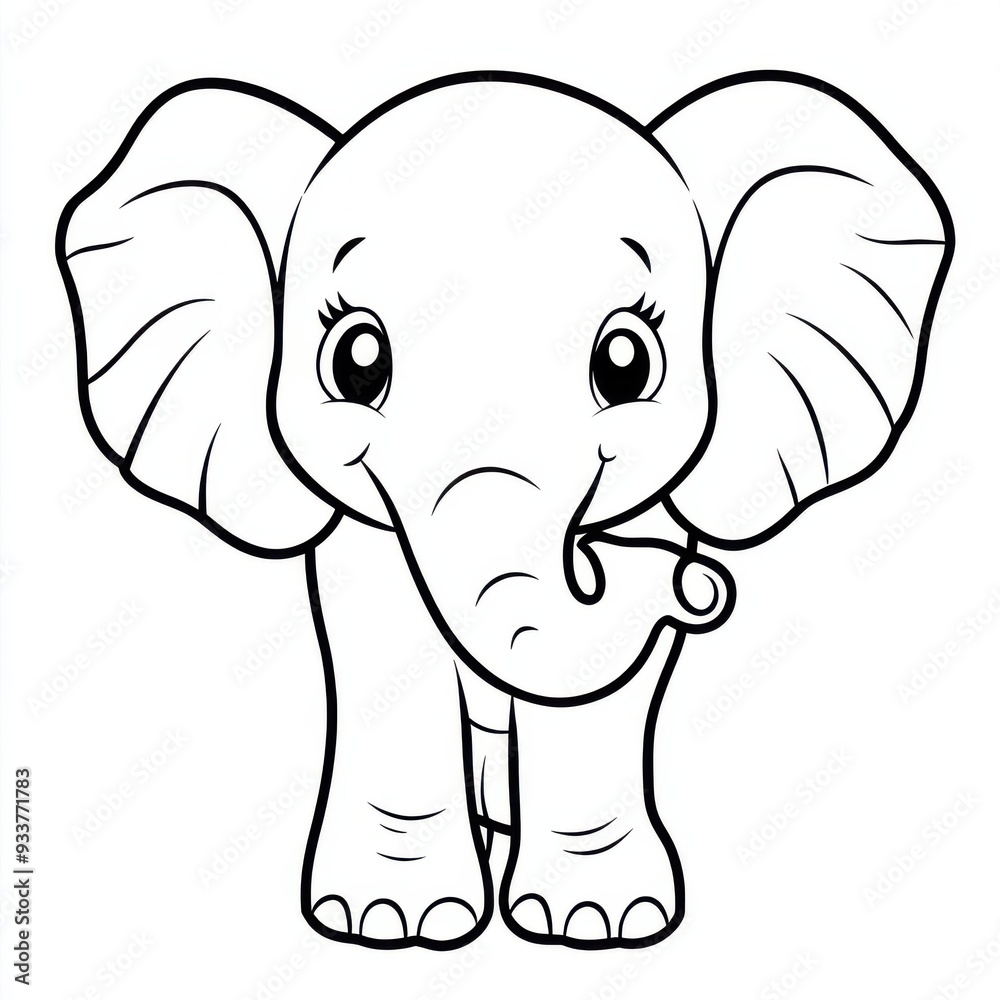 Fototapeta premium Baby Elephant Facing Forward with Gentle Expression for Drawing