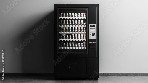 Blank black and white vending machine snacks and drinks mockup