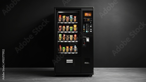 Blank black and white vending machine snacks and drinks mockup