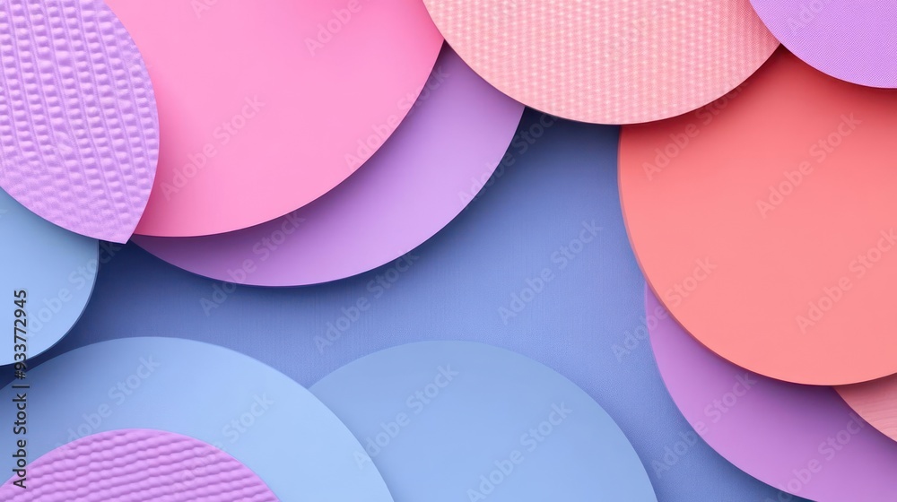 Colorful paper discs against a blue wall. Colorful paper discs against a blue wall.