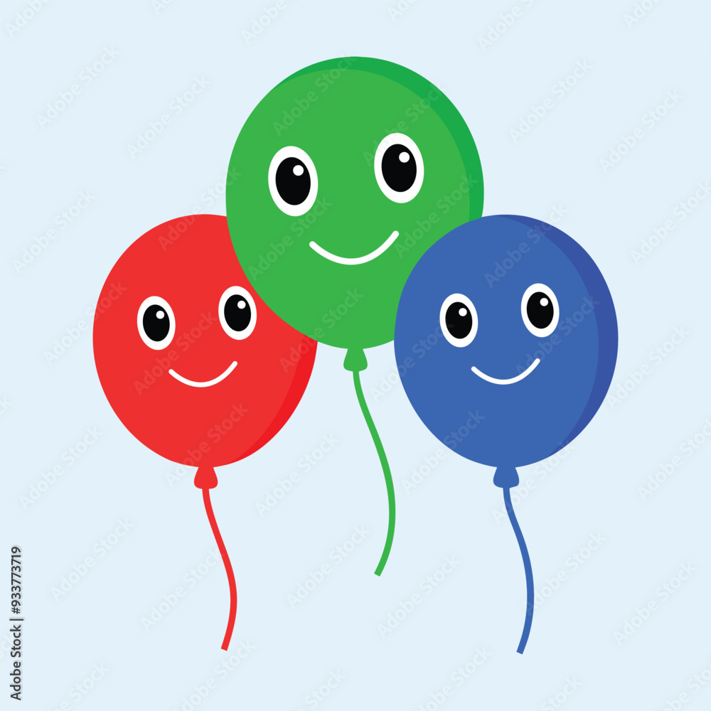 Obraz premium Balloon green red and blue three together with face