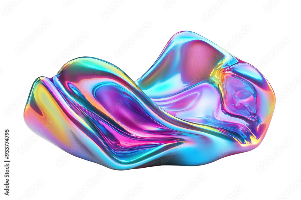 Obraz premium Vibrant abstract digital art with fluid shapes and iridescent colors, creating a stunning modern visual effect.