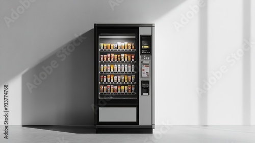Blank black and white vending machine snacks and drinks mockup