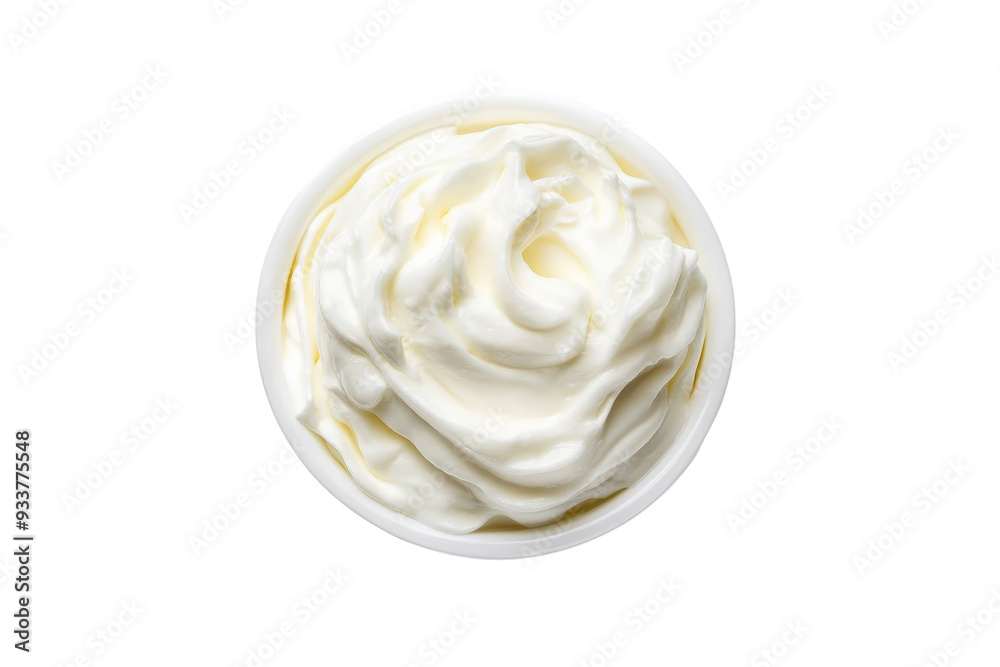 Top view of a bowl of thick, creamy yogurt against a transparent background. perfect for culinary and dairy product themes. Top view of a bowl of thick, creamy yogurt against a transparent background. perfect for culinary and dairy product themes.