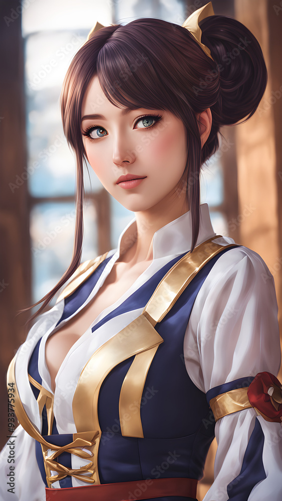 Adorable anime girl realistic illustration Adorable anime girl realistic illustration