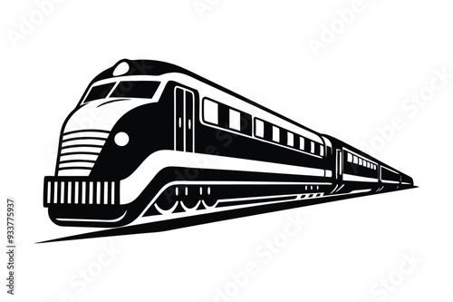 Realistic silhouette High Speed Railway Train vector illustration concept
