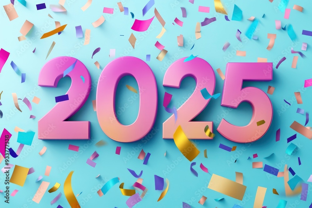 Happy New Year 2025. Realistic 3D numbers Happy New Year 2025. Realistic 3D numbers