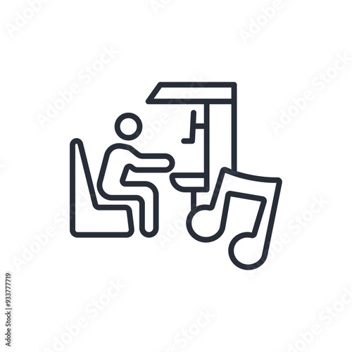 pianist icon. vector.Editable stroke.linear style sign for use web design,logo.Symbol illustration.