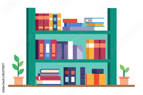 Bookshelf vector art illustration  photo