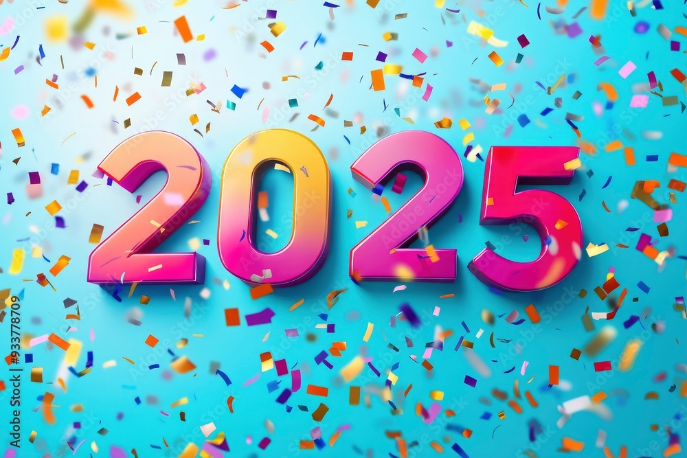 Happy New Year 2025. Realistic 3D numbers Happy New Year 2025. Realistic 3D numbers