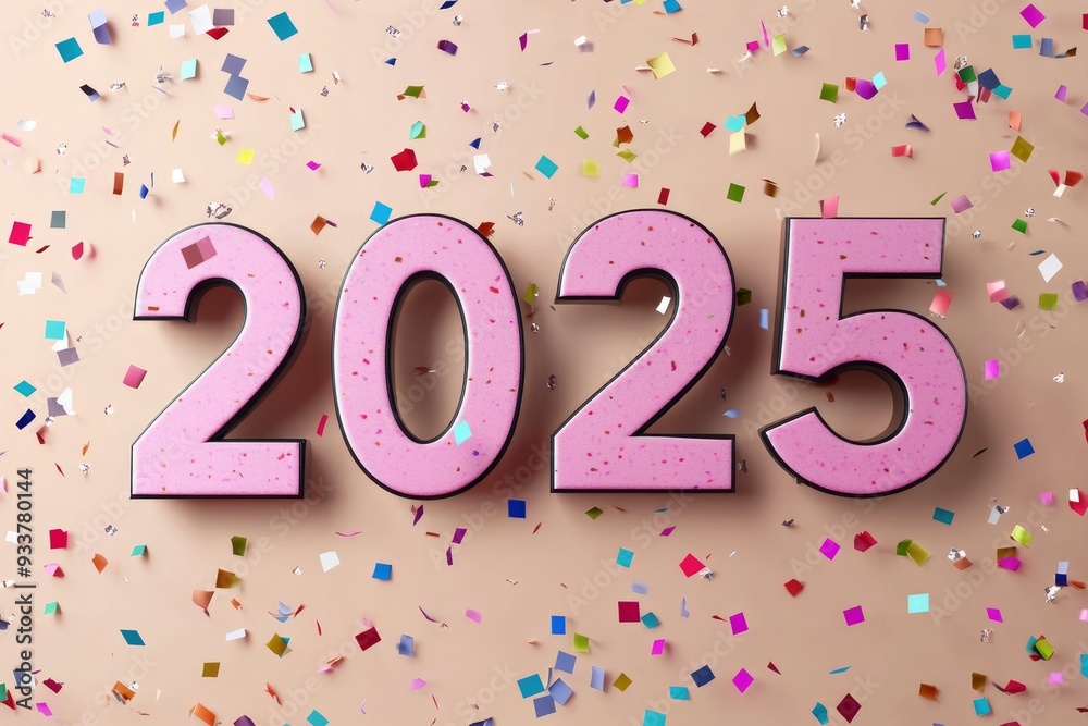 Happy New Year 2025. Realistic 3D numbers Happy New Year 2025. Realistic 3D numbers