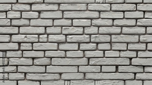 Seamless White Brick Wall with Light Gray Shades in Wide Panorama Format