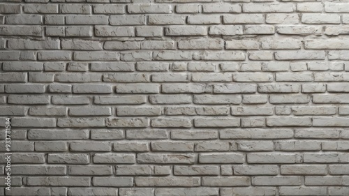 Seamless White Brick Wall with Light Gray Shades in Wide Panorama Format