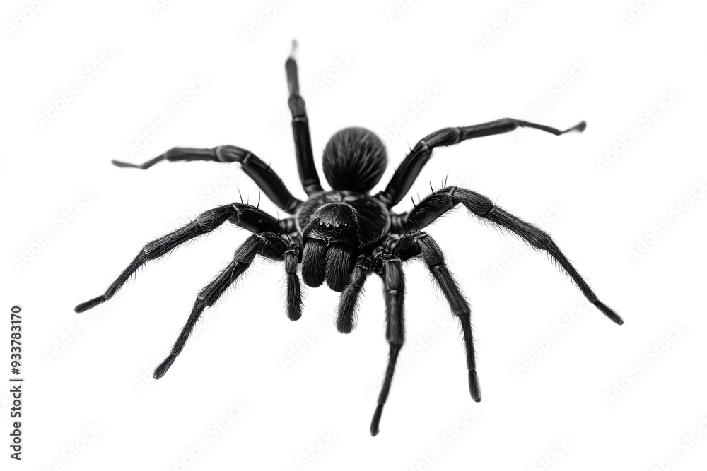Close-up image of a black tarantula spider isolated on a transparent background. showcasing its detailed anatomy and unique appearance. Close-up image of a black tarantula spider isolated on a transparent background. showcasing its detailed anatomy and unique appearance.