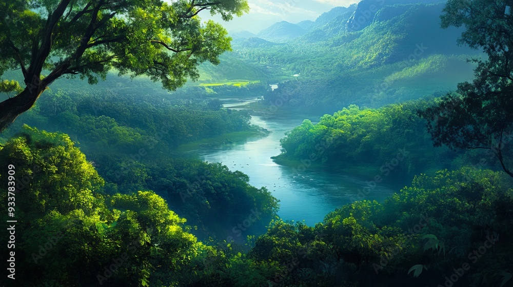 A view of a river running through a lush green forest A view of a river running through a lush green forest