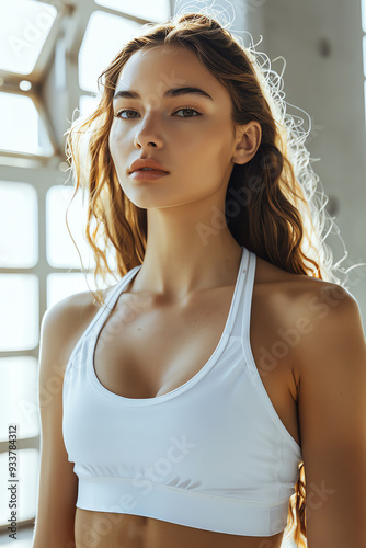 Sporty woman showcases a healthy, fit lifestyle, embodying the fusion of vitality. Generative ai.