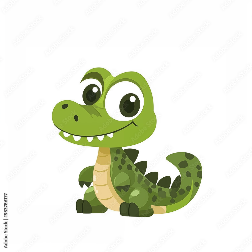 Fototapeta premium Flat illustration cute baby crocodile on white background.