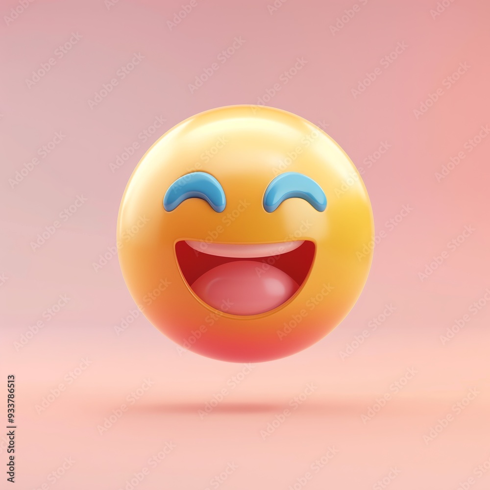Fototapeta premium 3d Emoticon or Smiley smirking cool with yellow ball emoji.