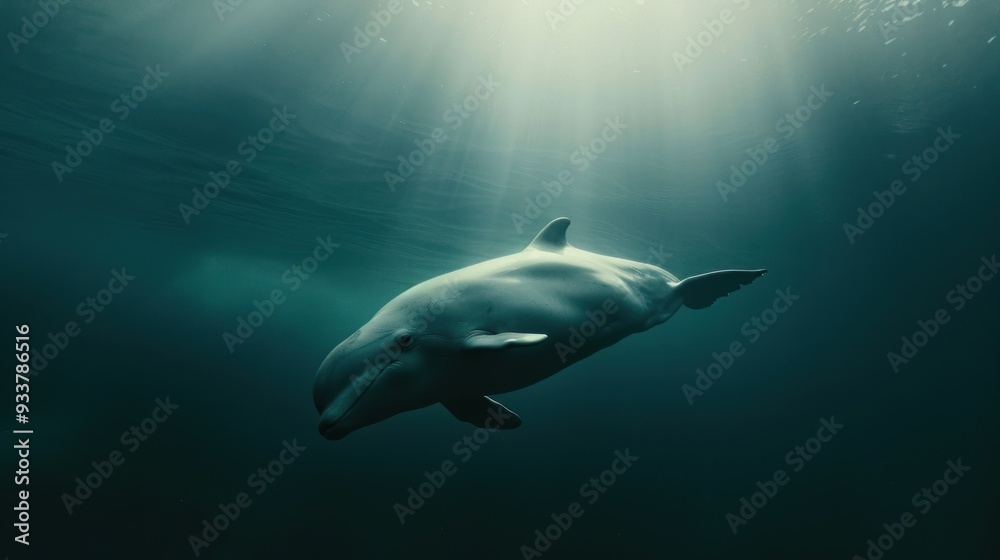 Naklejka premium Dolphin swimming in the ocean.