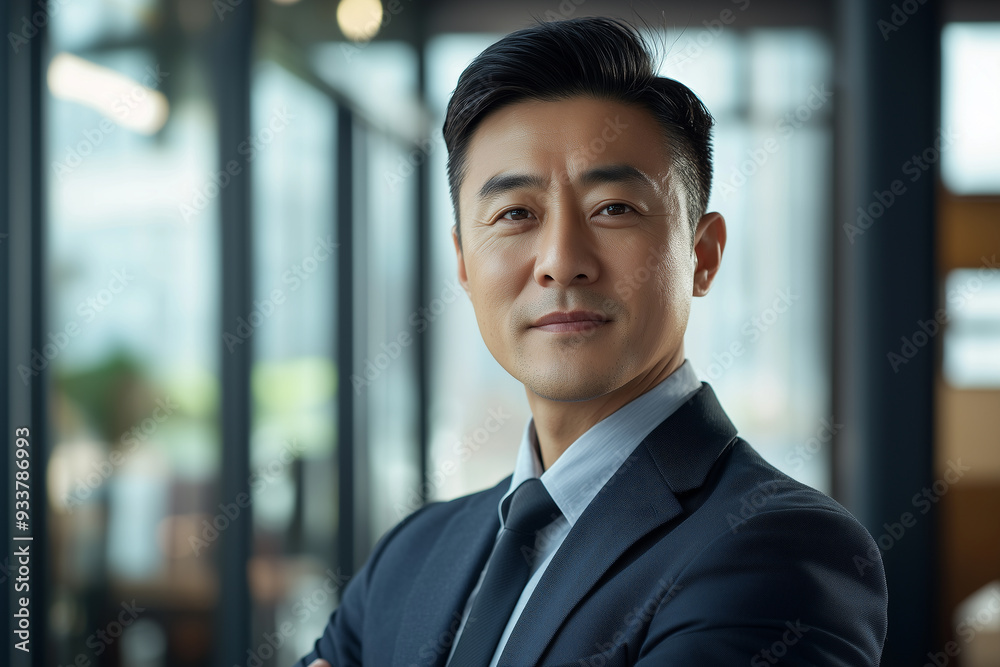 chinese, office, happy, portrait of a businessman in his 40s, looking at the camera, random clothes. modern style chinese, office, happy, portrait of a businessman in his 40s, looking at the camera, random clothes. modern style