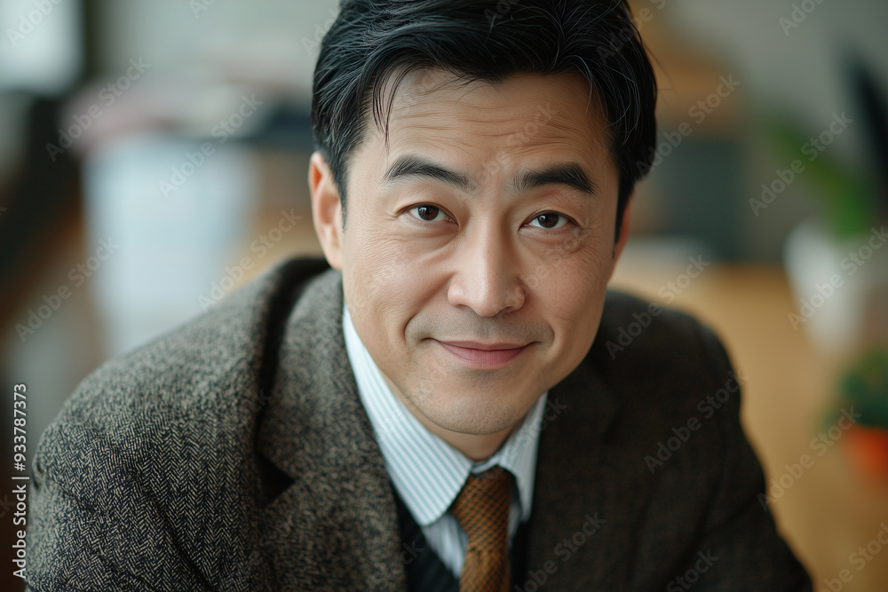 chinese, office, happy, portrait of a businessman in his 40s, looking at the camera, random clothes. modern style chinese, office, happy, portrait of a businessman in his 40s, looking at the camera, random clothes. modern style