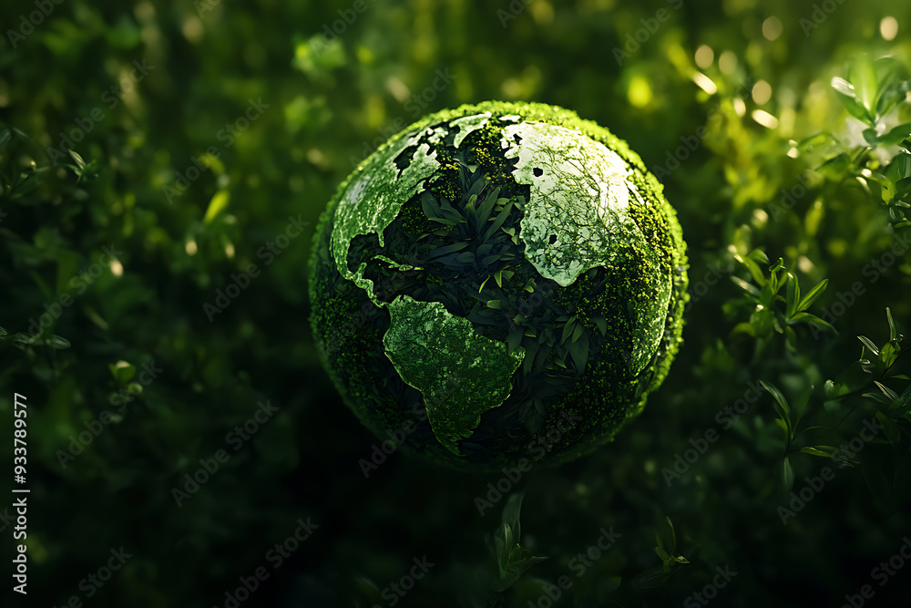 An abstract representation of a green planet, symbolizing environmental sustainability and ecological balance An abstract representation of a green planet, symbolizing environmental sustainability and ecological balance