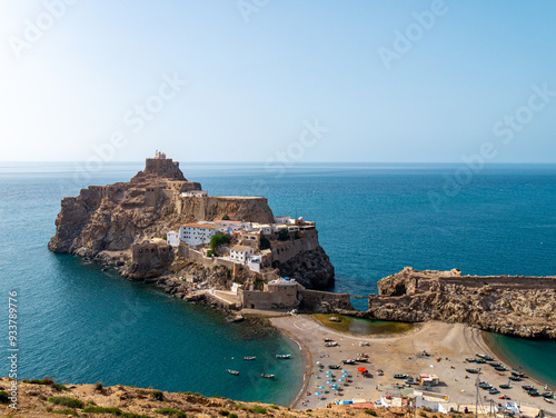Spanish Military base of Peñón de Vélez de la Gomera on the coast of Morocco - Landscape shot