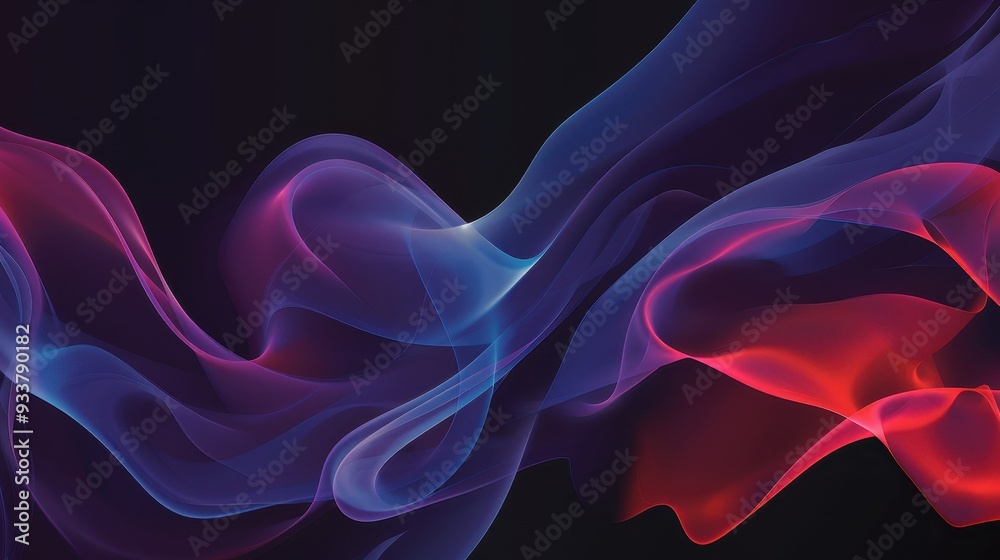 Fototapeta premium Digital artwork featuring abstract, flowing forms with a color gradient ranging from blue to red
