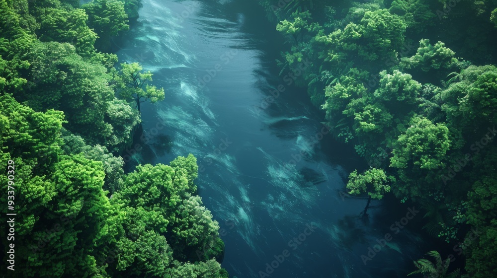 River , Forest Green, Dark blue river flowing through a lush green forest , Scenic river surrounded by vibrant green trees River , Forest Green, Dark blue river flowing through a lush green forest , Scenic river surrounded by vibrant green trees