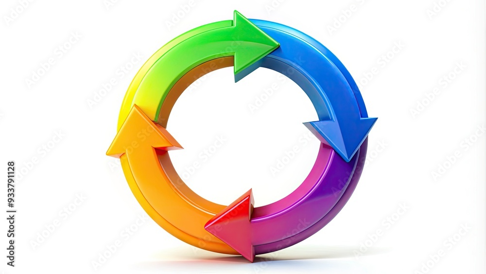 Stylized circle icon with bold colorful arrows pointing outwards in a circular motion, symbolizing growth, progress, and dynamic movement in a modern design. Stylized circle icon with bold colorful arrows pointing outwards in a circular motion, symbolizing growth, progress, and dynamic movement in a modern design.