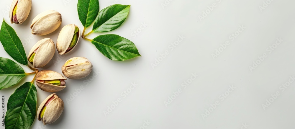 White background showcasing an isolated pistachio with copy space image available. White background showcasing an isolated pistachio with copy space image available.