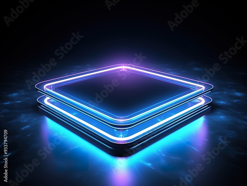 Luxurious Neon illuminated pedestal podium mockup