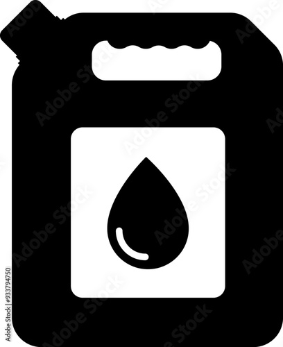 Oil jerrycan icon. Canister with oil. Jerry can symbol. Fuel, gasoline or oil canister. Vector illustration
