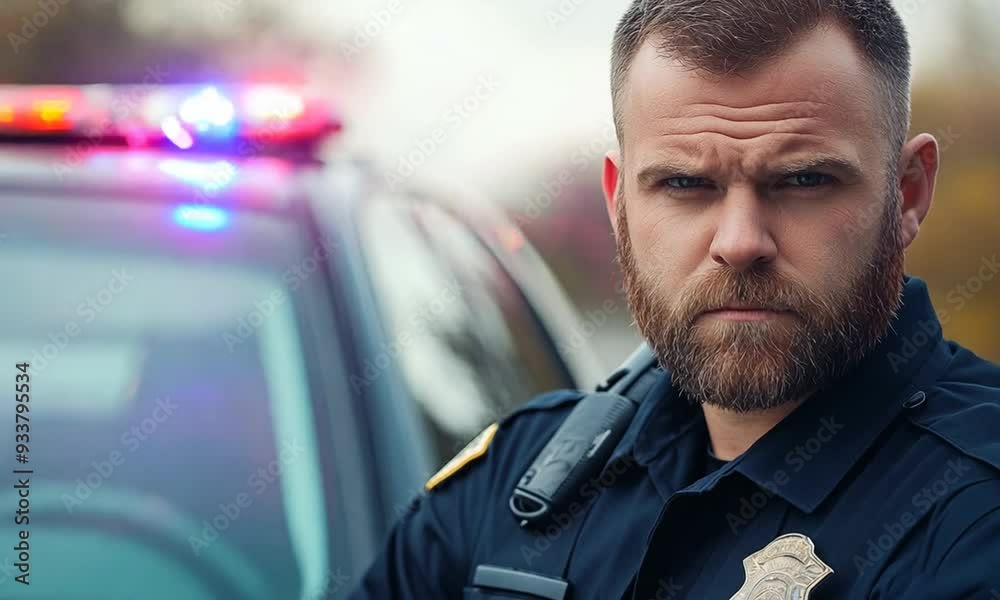 Police Officer with a Serious Expression Police Officer with a Serious Expression