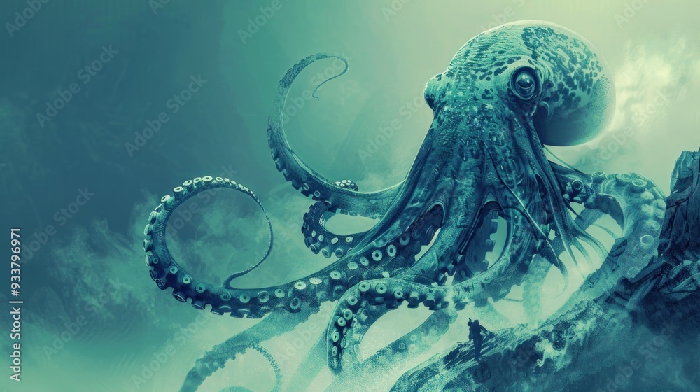 Fototapeta premium Giant Kraken Emerging from the Depths.