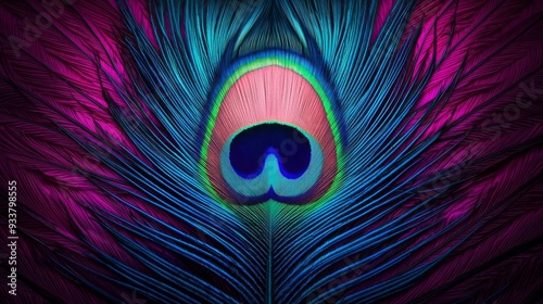 A vibrant and intricate peacock feather displaying rich colors and detailed patterns, perfect for artistic and nature-inspired projects.